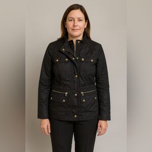Tommy Hilfiger Women’s Navy Utility Rain Military Jacket Coat Black Blue Small